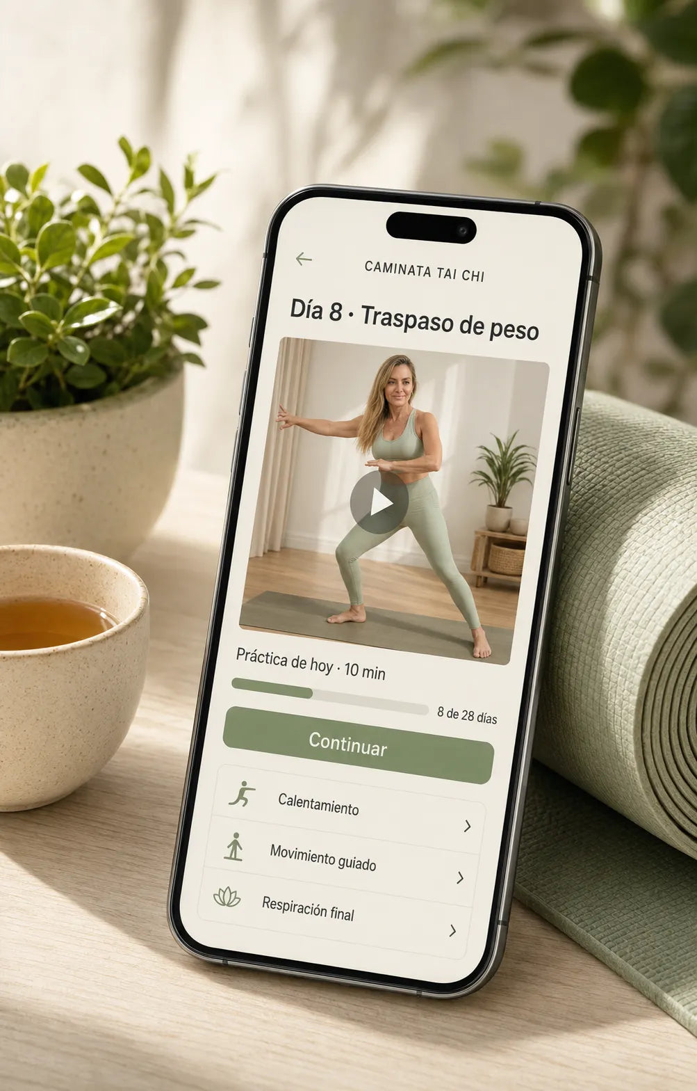 El programa Caminata Tai Chi en el celular